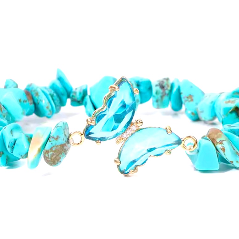 Turquoise Crystal Natural Butterfly 6-8 Bracelet 13$